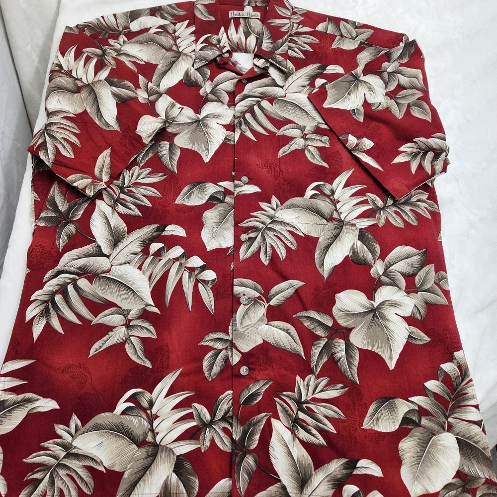 Mens HOLLIS RIVER COTTON SHORT SLEEVE BUTTON FRONT HAWAIIAN Lg SHIRT Size 3XLT